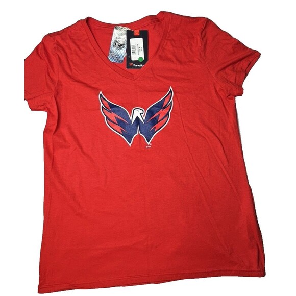 NHL Washington Capitals Women's Red Graphic Tee Medium V-Neck T-Shirt - Picture 9 of 11